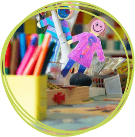 Messy play materials on a table